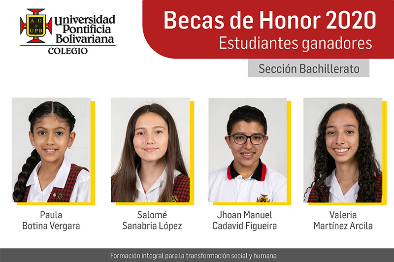 Becas de Honor, Colegio de la UPB 2020