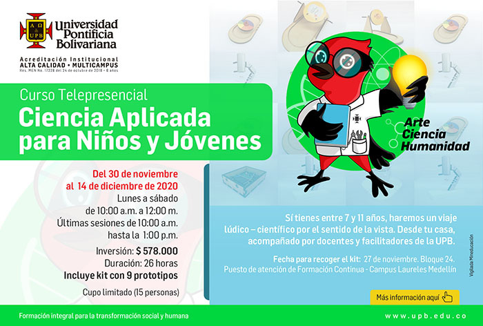 Ecard de Curso de Ciencia aplicada para niños y jóvenes