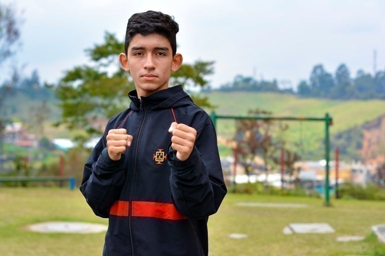 Cristian Alejandro Guarín Marín, estudiante del Colegio de la UPB y representante de Antioquia en disciplina deportiva del Karate-Do