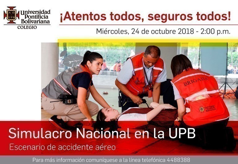 7° Simulacro Nacional de Respuesta a Emergencias se llevará a cabo en el Colegio de la UPB