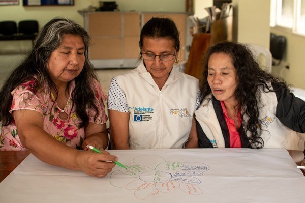 Mujeres realizando taller de Co-creación 