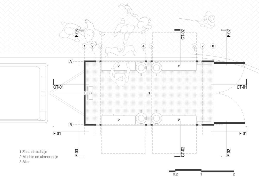 Planta general abierta, Capilla Móvil. Créditos: A5 Arquitectura