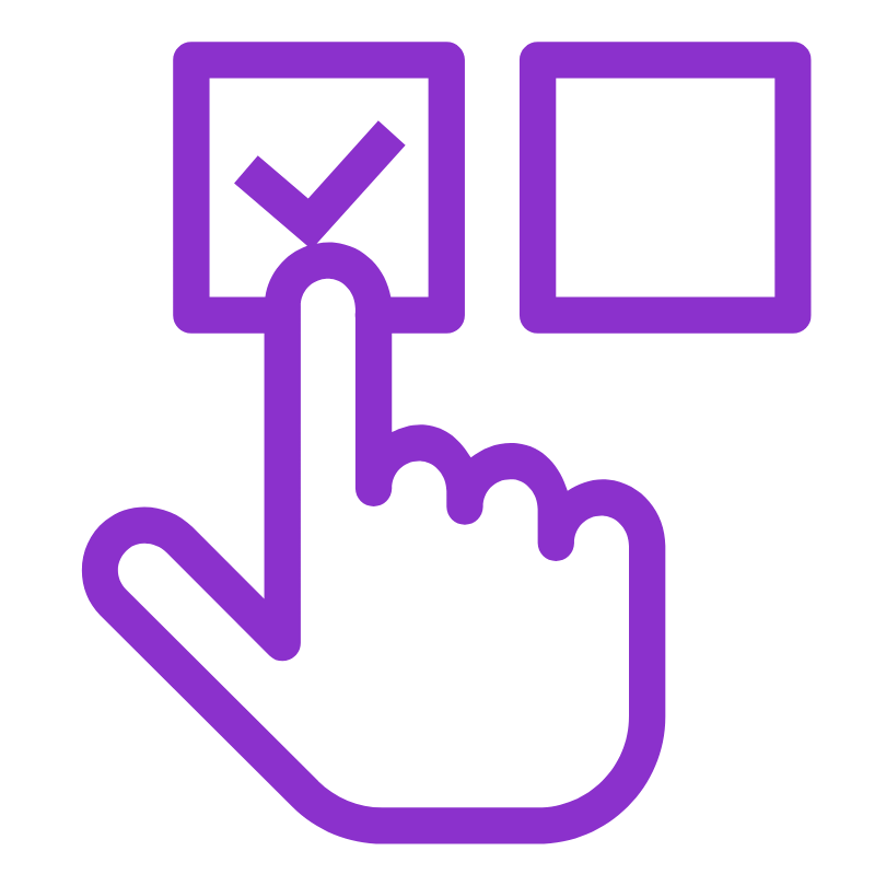 Ícono de selección con verificación, señalando la opción elegida.