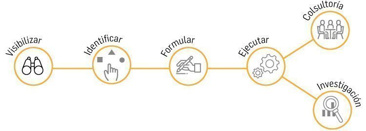 Con los proyectos visibilizamos, identificamos, formulamos, ejecutamoss y  para hacer consultoría e investigación