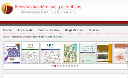 Pantallazo del home del portal de revistas científicas y académicas