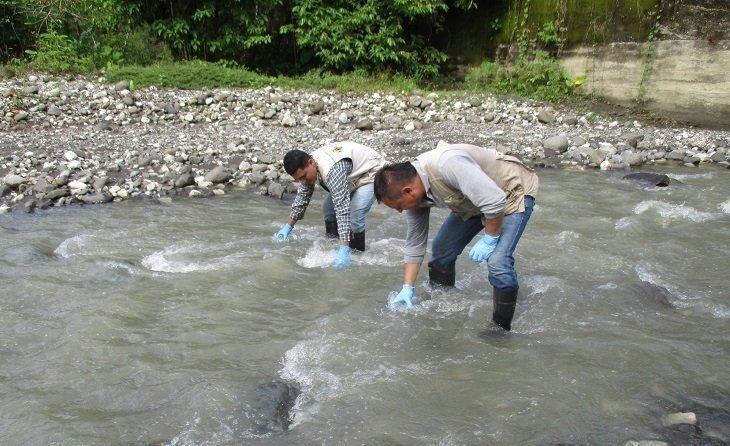 Ingenieros ambientales estudiando aguas