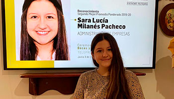 Sara Lucia Milanés Pacheco, obtuvo Reconocimiento al segundo mejor promedio ponderado 2019-20 en el programa de Administración de empresas