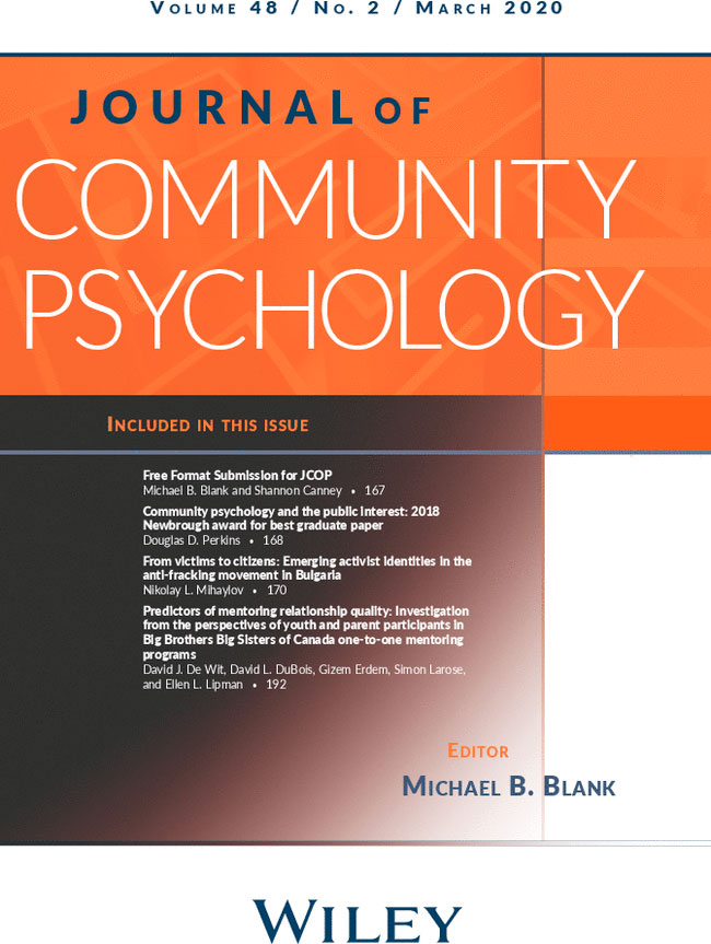  revista Journal of Community Psychology volumen 48, ejemplar dos(2) de marzo de 2020