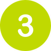 Número 3 en fondo verde